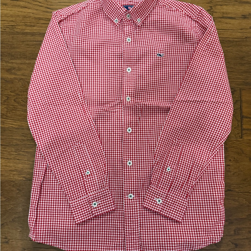 Vineyard Vines Red Gingham Kids Button Down Shirt